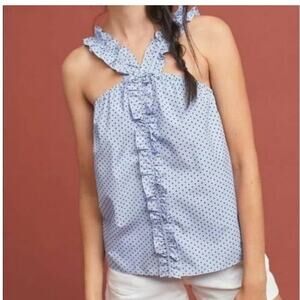 Anthropologie Waverly Grey Polka Dot Blouse Tank Top M